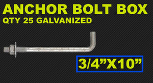Anchor Bolt Box 5/8"X10" GALVANIZED