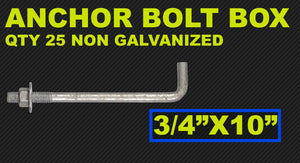 Anchor Bolt Box 5/8"X10" NON GALVANIZED